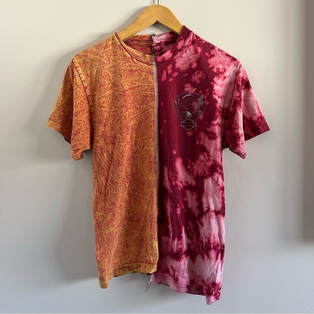 Hazel Boutique Half & Half Harley Davidson Tie-Dye Tee – Size Small